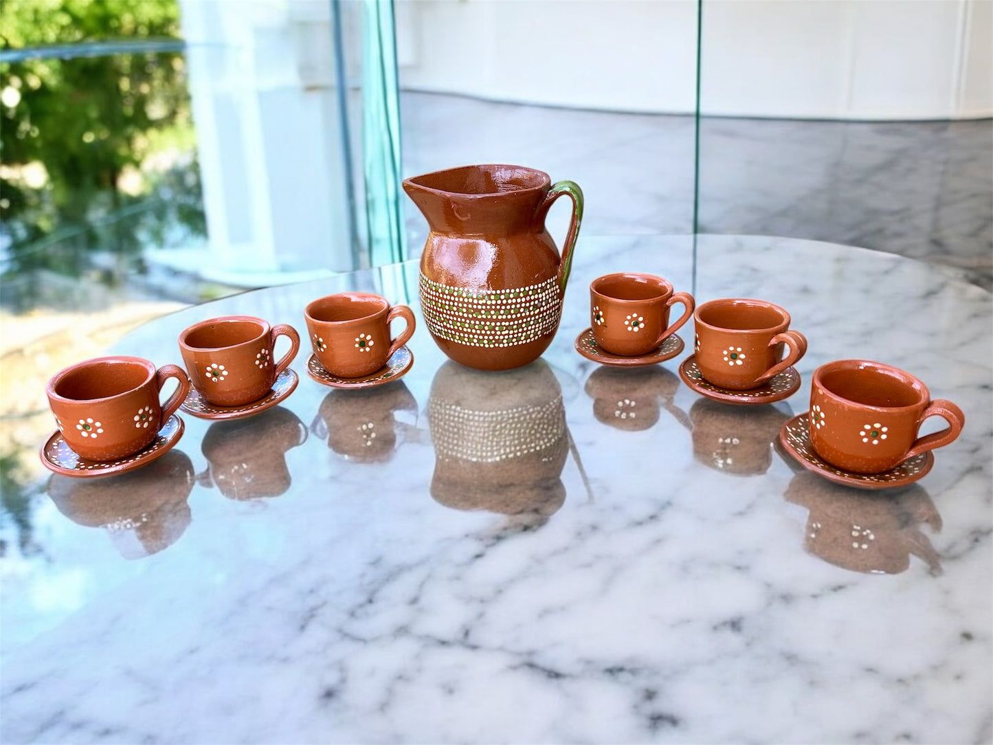 Handcrafted Clay Pitcher and Cup Set