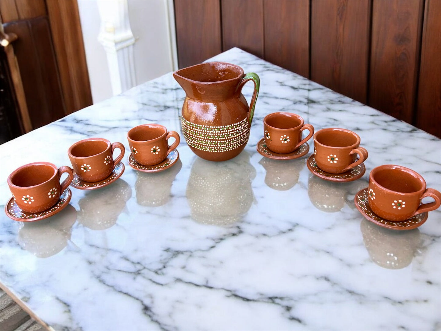 Handcrafted Clay Pitcher and Cup Set